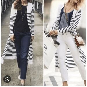 Cabi 5141 Victory Patchwork Stripe Duster Maxi Sweater | S